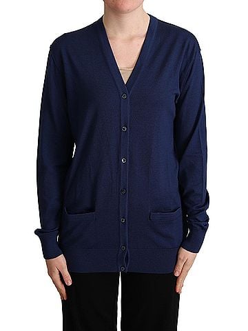 Dolce & Gabbana Basic Blue Virgin Wool Button Down Cardigan Women's Sweater (view 1)