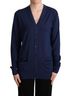 Dolce & Gabbana Basic 100% Wool Solid Blue Blue Virgin Wool Button Down Cardigan Women's Sweater Size M - photo 1