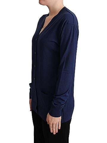 Dolce & Gabbana Basic Blue Virgin Wool Button Down Cardigan Women's Sweater (view 2)