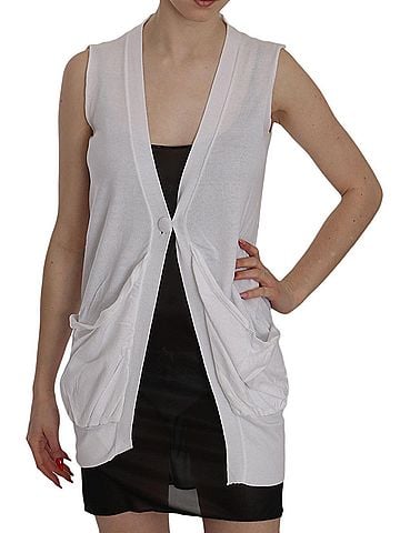 Pink memories White 100% Cotton Sleeveless Cardigan Top Women's Vest (view 1)