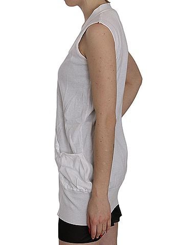 Pink memories White 100% Cotton Sleeveless Cardigan Top Women's Vest (view 2)