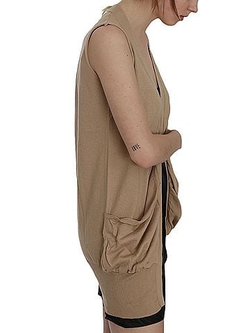 Pink memories Brown 100% Cotton Sleeveless Cardigan Top Women's Vest (view 2)