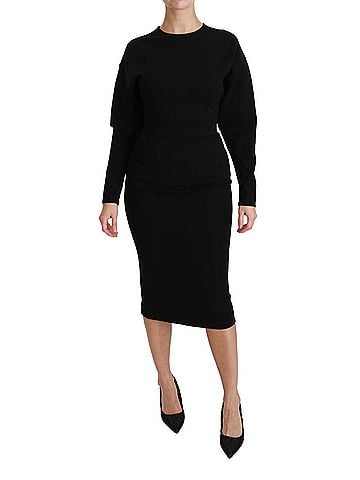 Dolce & Gabbana Basic Black Bodycon Sheath Midi Stretch Women's Dress (view 1)