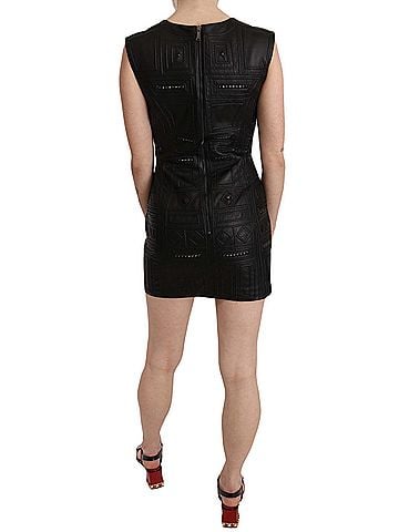 John Richmond Black Leather Studded Mini Shift Women's Dress (view 2)