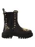 Dolce & Gabbana Basic 100% Leather Solid Black Black Leather Studded Combat Women's Boots Size 5 - photo 1