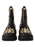 Dolce & Gabbana Basic 100% Leather Solid Black Black Leather Studded Combat Women's Boots Size 5 - photo 2