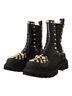 Dolce & Gabbana Basic 100% Leather Solid Black Black Leather Studded Combat Women's Boots Size 5 - photo 3