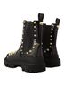 Dolce & Gabbana Basic 100% Leather Solid Black Black Leather Studded Combat Women's Boots Size 5 - photo 4