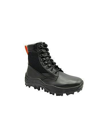 MCM Women's Black Leather Reflective Patch With Orange Pull Boots (37 EU / 7 US) (view 1)