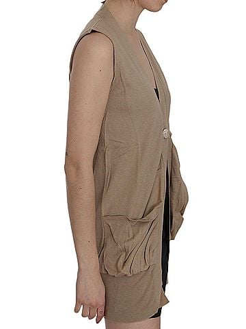 Pink memories Brown 100% Cotton Sleeveless Cardigan Top Women's Vest (view 2)