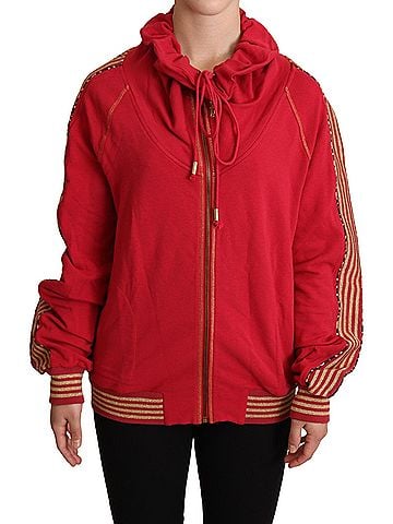 John Galliano Red Full Zip Jacket Sweatshirt Hooded Women's Sweater (view 1)