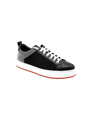 MCM Women's Black Leather Silver Reflective Canvas Sneaker (36 EU / 6 US) (view 1)