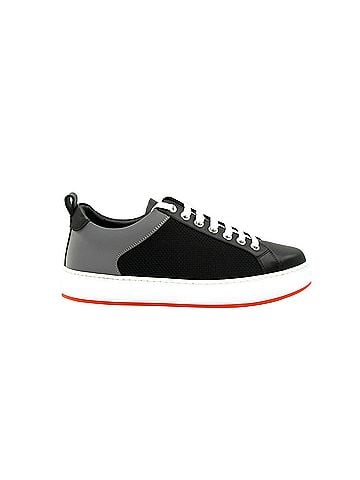 MCM Women's Black Leather Silver Reflective Canvas Sneaker (36 EU / 6 US) (view 2)