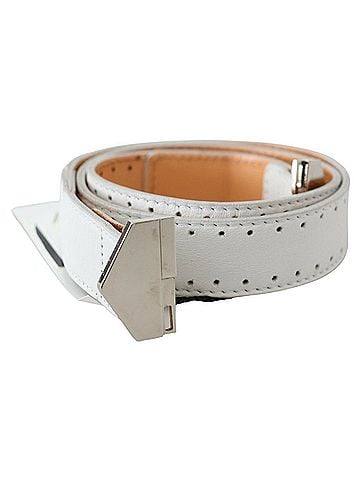 GF Ferre White Leather Hexagon Logo Buckle Waist Women's Belt (view 1)