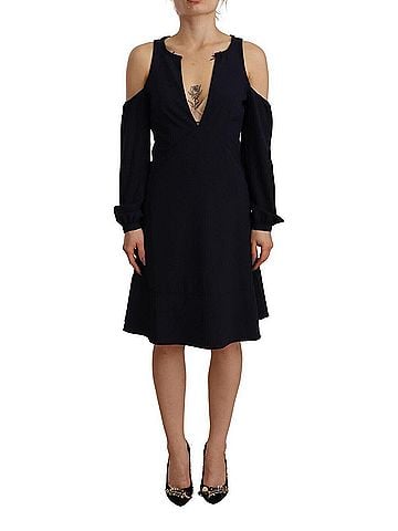 Twinset Black Long Sleeves Open Shoulder A-line Women's Dress (view 1)