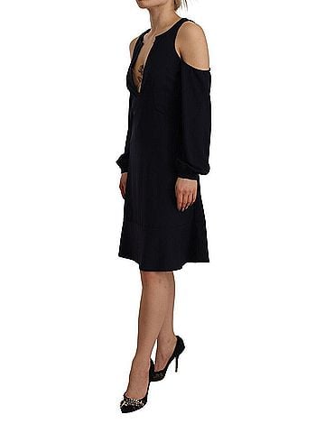 Twinset Black Long Sleeves Open Shoulder A-line Women's Dress (view 2)