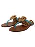 Dolce & Gabbana Basic 100% Leather Solid Blue Blue Leather Devotion Flats Women's Sandals Size 5 - photo 3