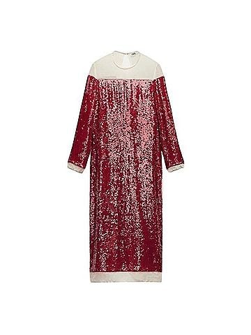 Zara ZW COLLECTION SEQUINNED CHIFFON DRESS Cocktail Dress (view 1)