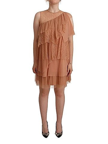 LIU JO Pink Lace Sleeveless Mini Shift Layered Women's Dress (view 1)
