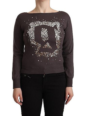 John Galliano Brown Wool Sequined Long Sleeves Pullover Women's Sweater (view 1)