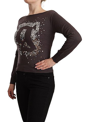 John Galliano Brown Wool Sequined Long Sleeves Pullover Women's Sweater (view 2)
