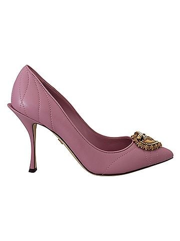 Dolce & Gabbana Basic Pink Leather Heart DEVOTION Heels Pumps Women's Shoes (view 1)