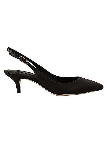 Dolce & Gabbana Basic Black Leather Slingbacks Heels Pumps Women's Shoes (view 1)