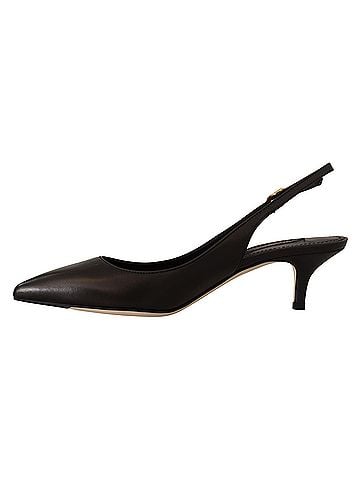 Dolce & Gabbana Basic Black Leather Slingbacks Heels Pumps Women's Shoes (view 2)