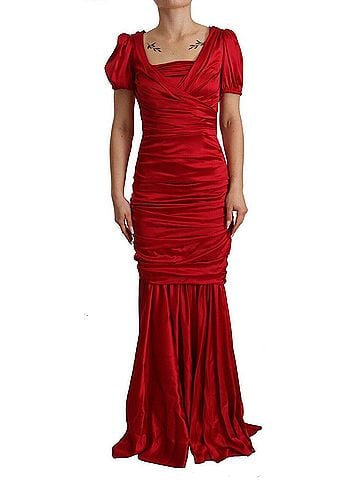 Dolce & Gabbana Basic Red Silk Stretch Sheath Mermaid Gown Women's Dress (view 1)