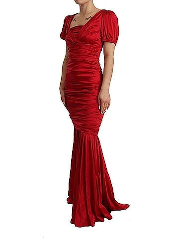 Dolce & Gabbana Basic Red Silk Stretch Sheath Mermaid Gown Women's Dress (view 2)