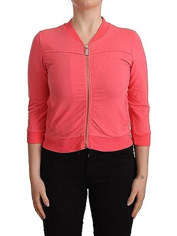 Blumarine Pink 3/4 Sleeve Zip Embellished Women's Sweater (view 1)