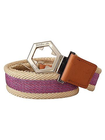GF Ferre Multicolor Leather Silver Hexagon Logo Buckle Women's Belt (view 2)