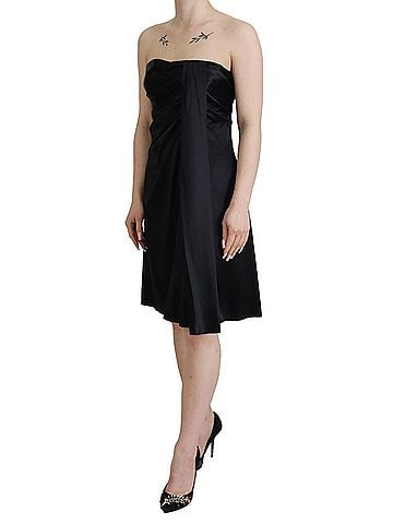 Dolce & Gabbana Basic Black Silk Shift Short Mini Party Women's Dress (view 2)