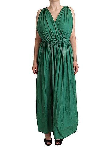 Dolce & Gabbana Basic Green Cotton Sleeveless V-neck Women's Dress (view 1)