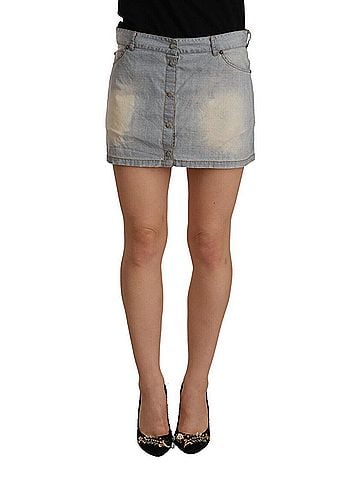 Ermanno Scervino Light Blue Mid Waist Denim Mini Cotton Women's Skirt (view 1)