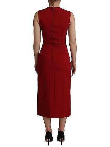 Dolce & Gabbana Basic Red Sweetheart Neck Bodycon Midi Women's Dress (view 2)