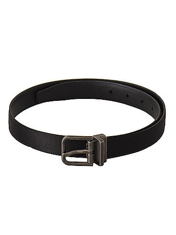 Dolce & Gabbana Basic Black Calfskin Leather Vintage Metal Buckle Women's Belt (view 1)