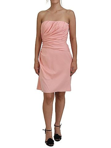 Dolce & Gabbana Basic Pink Silk Stretch Strapless Sheath Women's Dress (view 1)