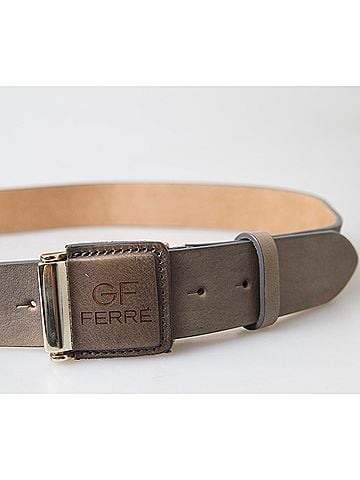 GF Ferre Brown Leather Fashion Logo Buckle Waist Women's Belt (view 2)