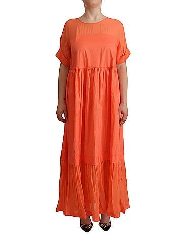 Twinset Coral Cotton Blend Short Sleeves Maxi Shift Women's Dress (view 1)
