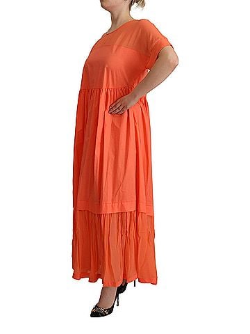 Twinset Coral Cotton Blend Short Sleeves Maxi Shift Women's Dress (view 2)