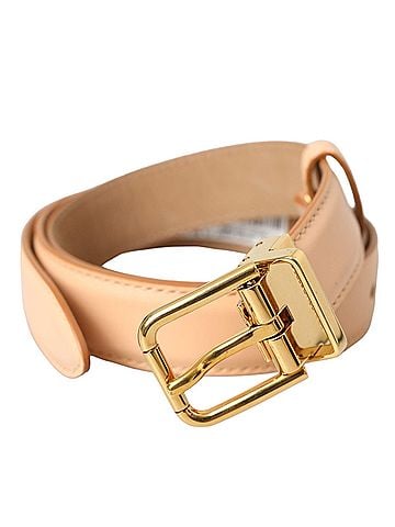 Dolce & Gabbana Basic Beige Calfskin Leather Gold Metal Buckle Women's Belt (view 1)
