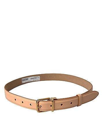 Dolce & Gabbana Basic Beige Calfskin Leather Gold Metal Buckle Women's Belt (view 2)