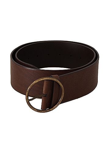 Dolce & Gabbana Basic Brown Leather Wide Waist Logo Metal Round Buckle Women's Belt (view 1)