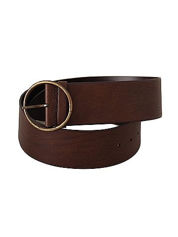 Dolce & Gabbana Basic Brown Leather Wide Waist Logo Metal Round Buckle Women's Belt (view 2)