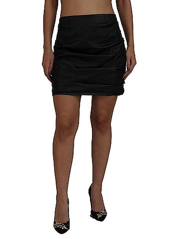 Dolce & Gabbana Basic Black Lambskin Leather A-line Mini Women's Skirt (view 1)