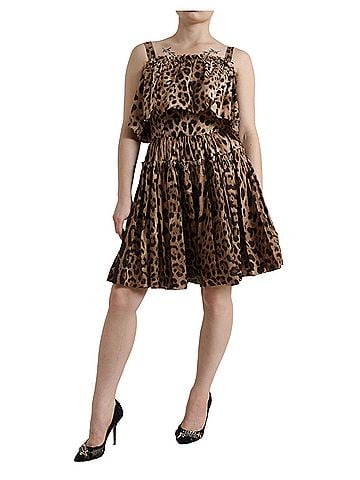 Dolce & Gabbana Basic Brown Leopard Print Sleeveless A-line Women's Dress (view 1)
