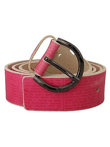 John Galliano Pink Leather Letter Logo Round Buckle Waist Women's Belt (view 1)