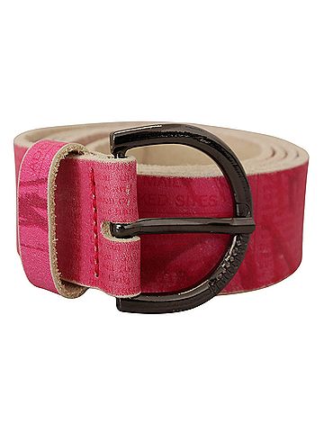 John Galliano Pink Leather Letter Logo Round Buckle Waist Women's Belt (view 2)