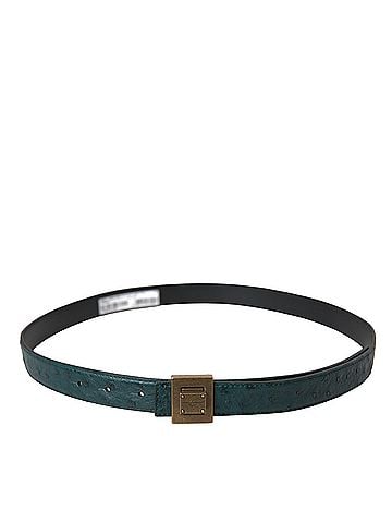 Dolce & Gabbana Basic Dark Green Leather Square Metal Buckle Women's Belt (view 2)